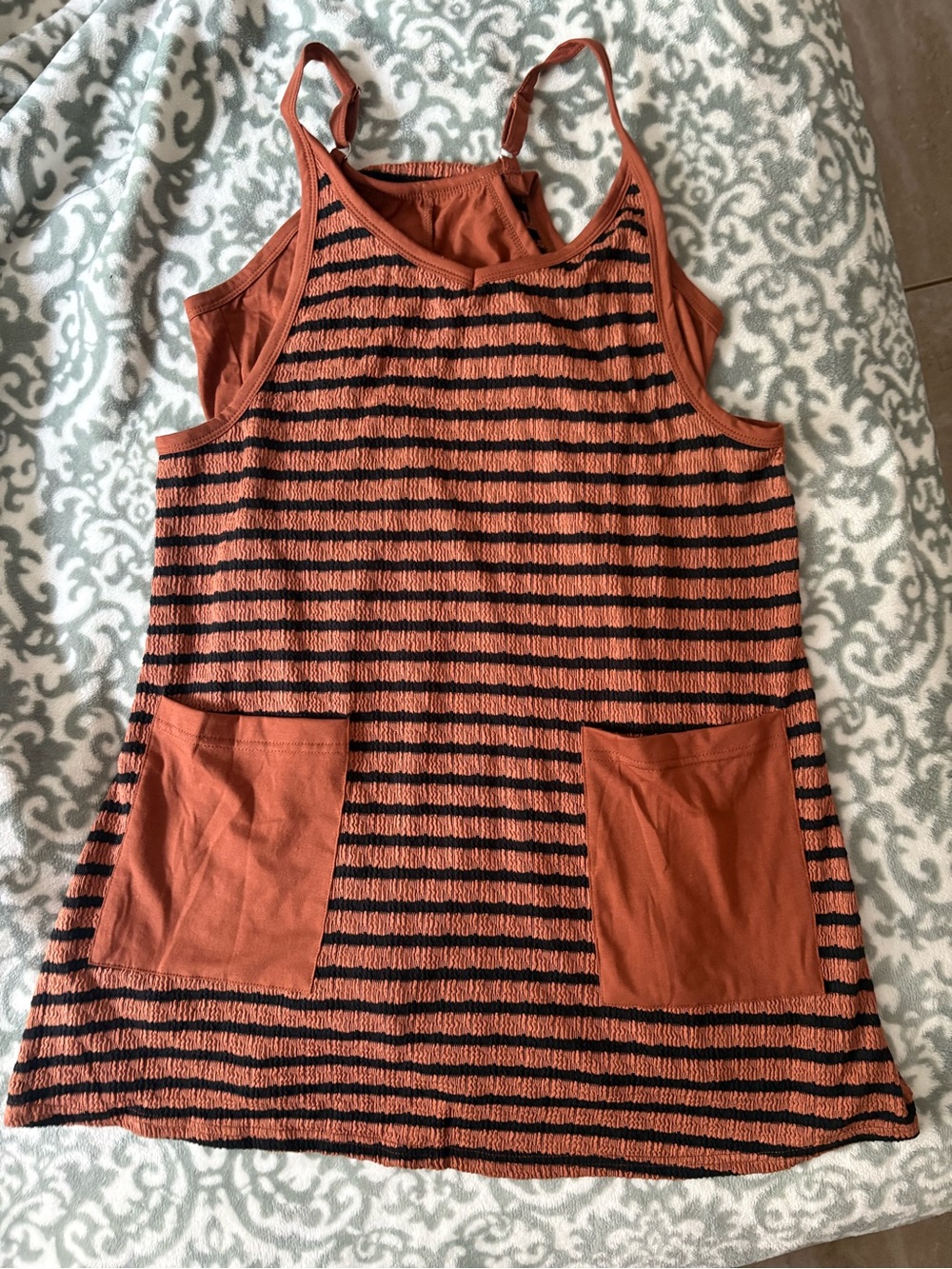 NEW Black and Brown Striped Pocket Dress
